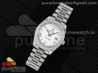 DayDate 40 SS GSF Gain Weight White Roman Dial Diamonds Bezel on President Bracelet A2836