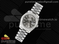 DayDate 40 SS GSF Gain Weight Gray Roman Dial Diamonds Bezel on President Bracelet A2836