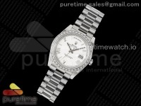 DayDate 40 SS GSF Gain Weight White Roman Dial Diamonds Bezel on President Bracelet A2836